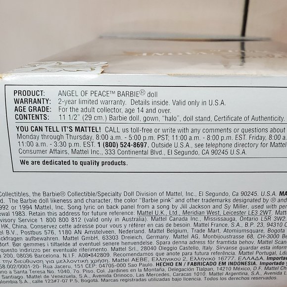 Angel of Peace Barbie Collector Edition '99 NIB - Picture 9 of 11